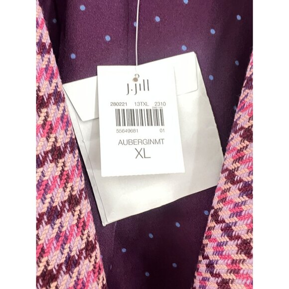 J. Jill Womens XL Pink Houndstooth Blazer One Button Career Jacket NWT - Picture 3 of 12